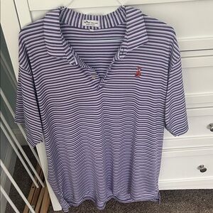 Peter Millar Purple and White Striped Clemson Polo
